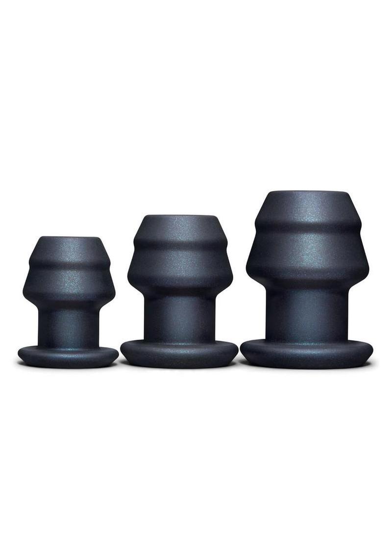 B-Vibe Hollow Tunnel Plugs Silicone Anal Training - Black - 3 Piece/Set
