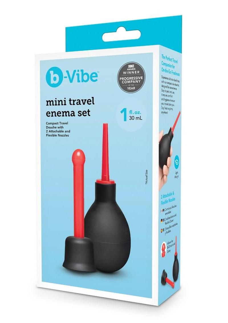 B-Vibe Mini Travel Enema - Black/Red - 30ml - Set