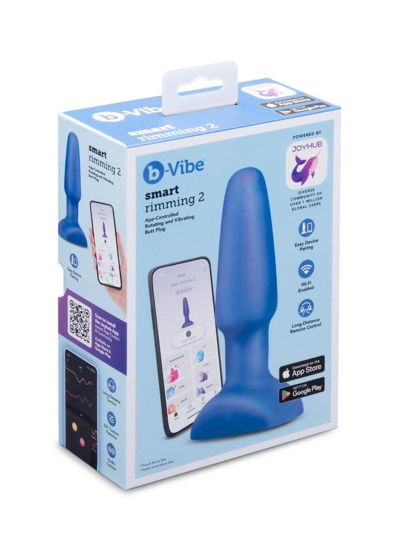 B-Vibe Smart Rimming Plug 2 Rechargeable Silicone App Controlled Anal Plug - Navy