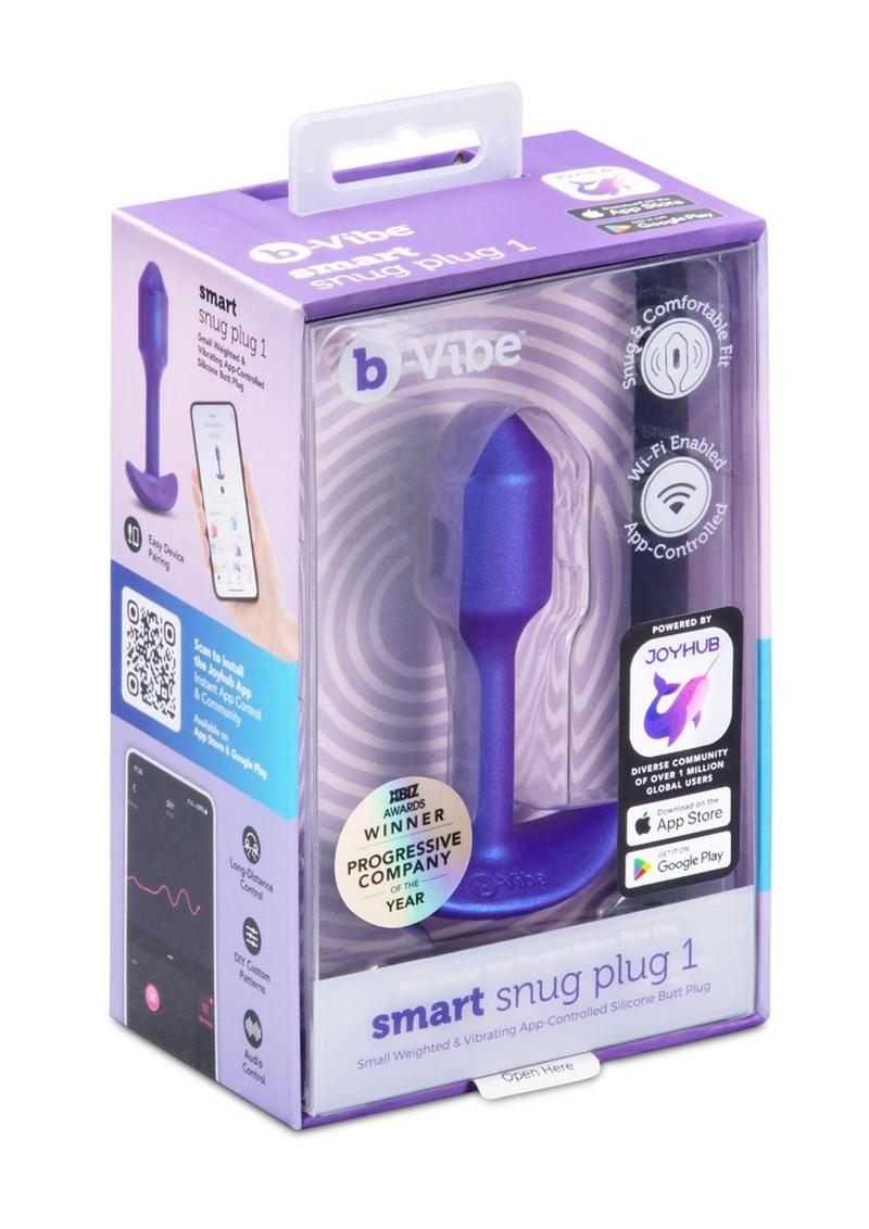 B-Vibe Smart Snug Plug 1 App Controlled Rechargeable Silicone Anal Plug - Purple