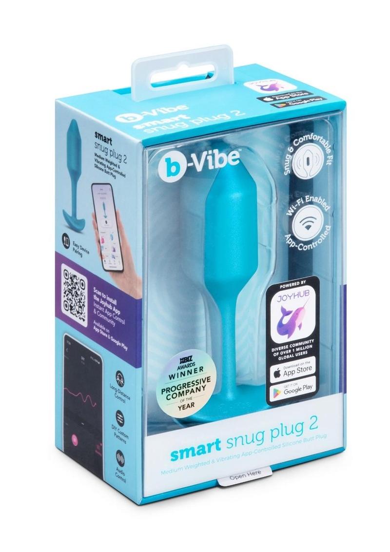 B-Vibe Smart Snug Plug 2 App Controlled Rechargeable Silicone Anal Plug - Teal
