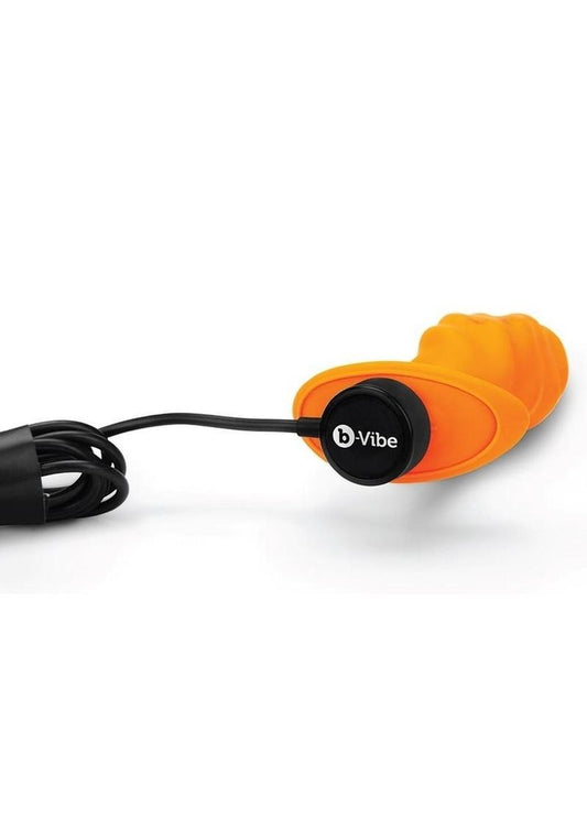 B-Vibe Swirl Textured Rechargeable Silicone Anal Plug - Orange