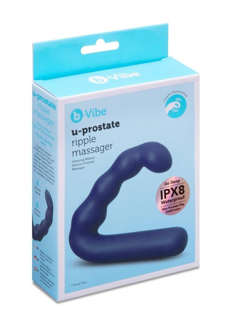 B-Vibe U-Prostate Ripple Silicone Rechargeable Massager - Midnight Blue