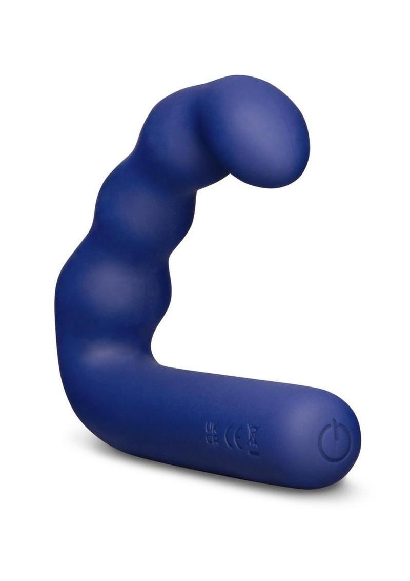 B-Vibe U-Prostate Ripple Silicone Rechargeable Massager - Midnight Blue