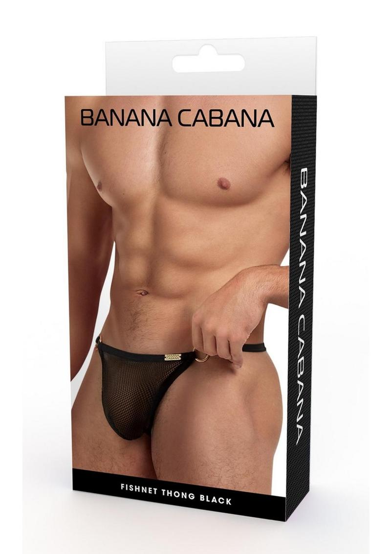 Banana Cabana Mesh G-String - Black - Large/Medium