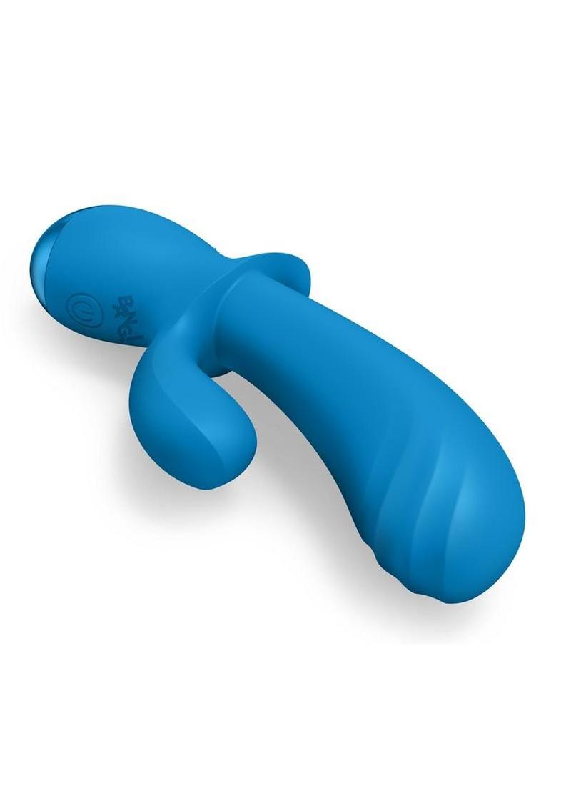 Bang! Flexible Thick Rechargeable Silicone Rabbit Vibrator - Blue