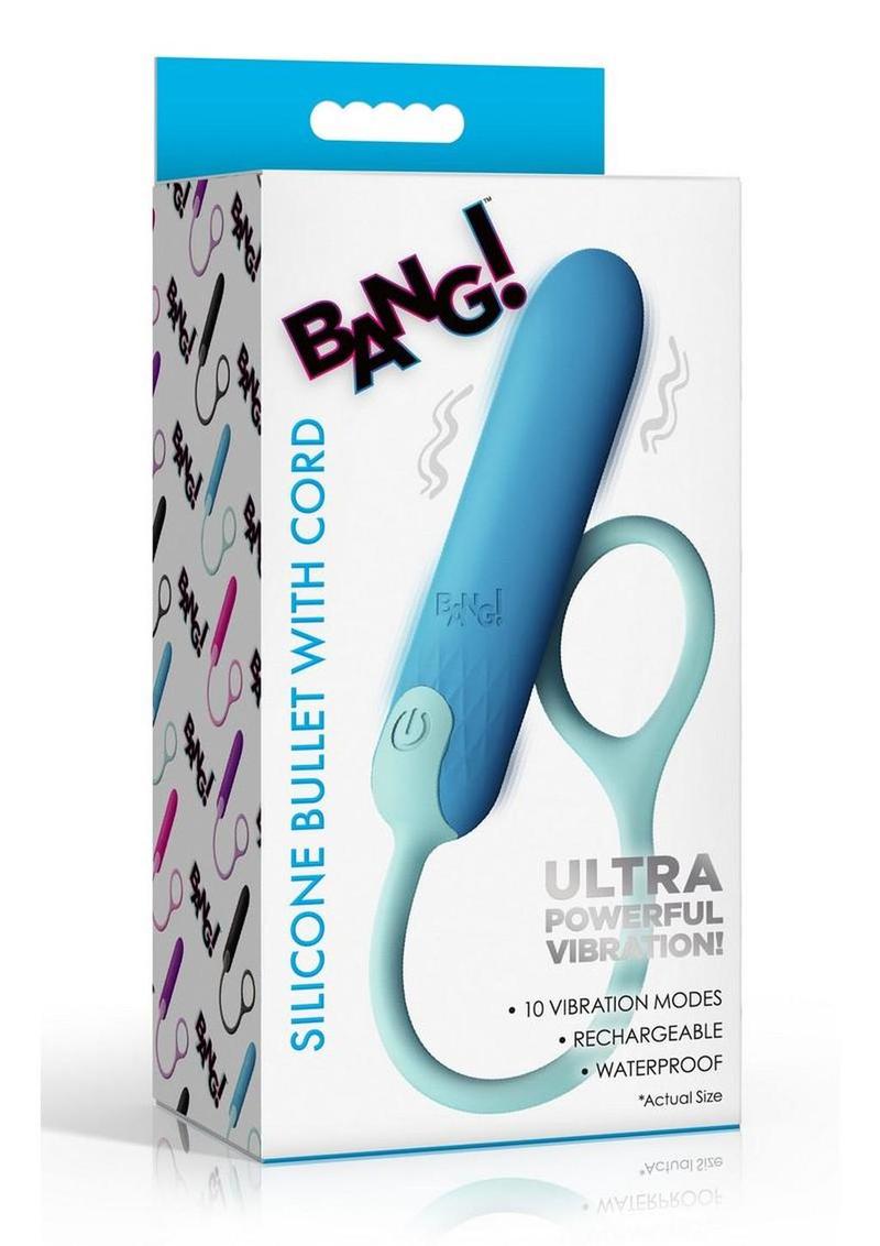 Bang Silicone Rechargeable Bullet with Retrieval Cord - Blue