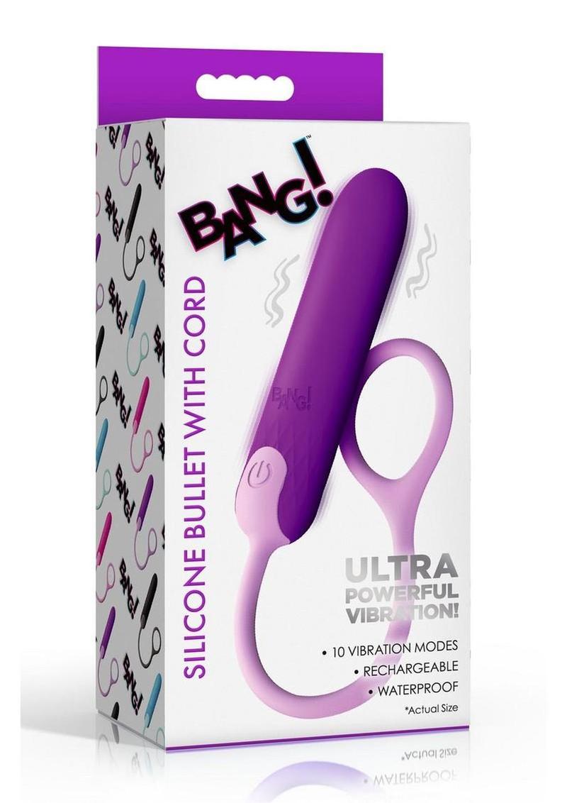 Bang Silicone Rechargeable Bullet with Retrieval Cord - Purple