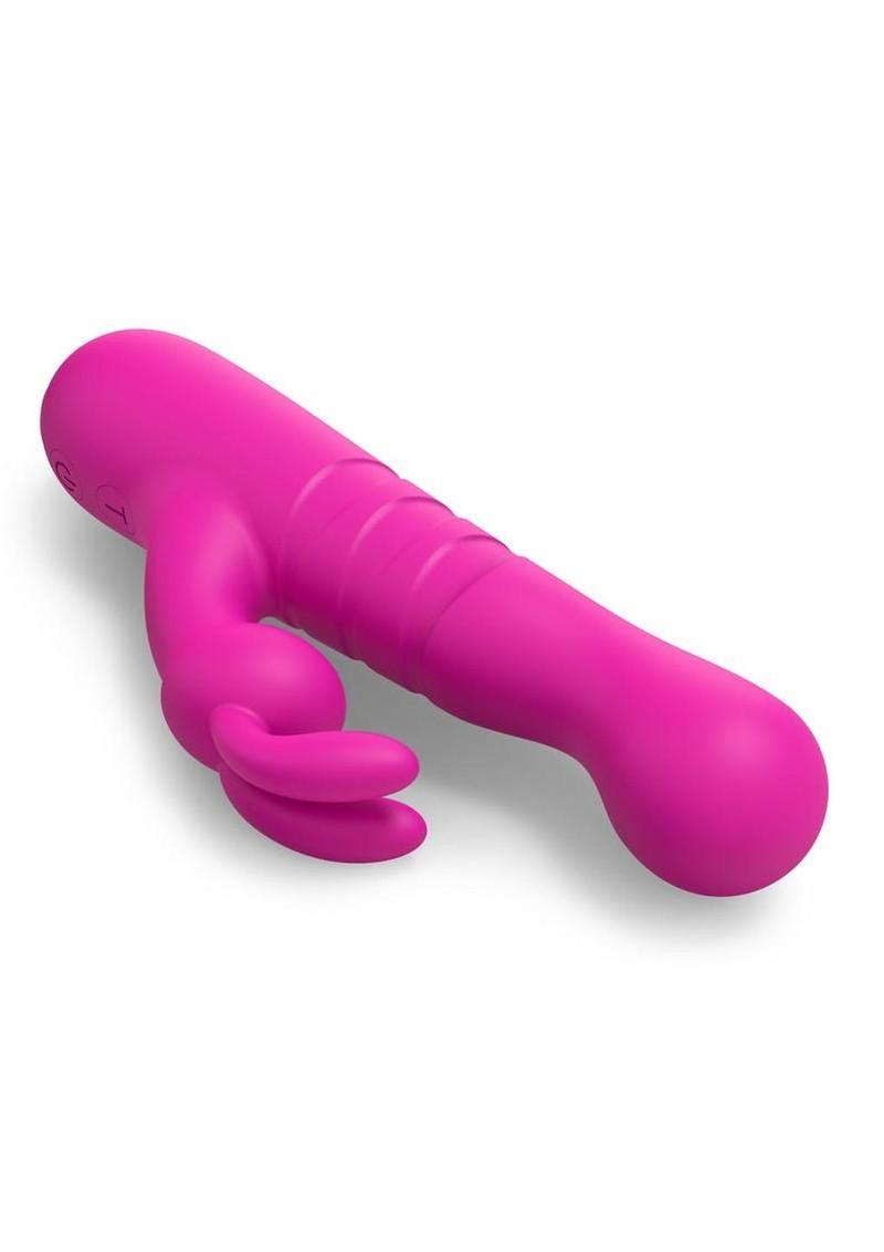Bang! Thrusting Rechargeable Silicone Rabbit Vibrator - Pink