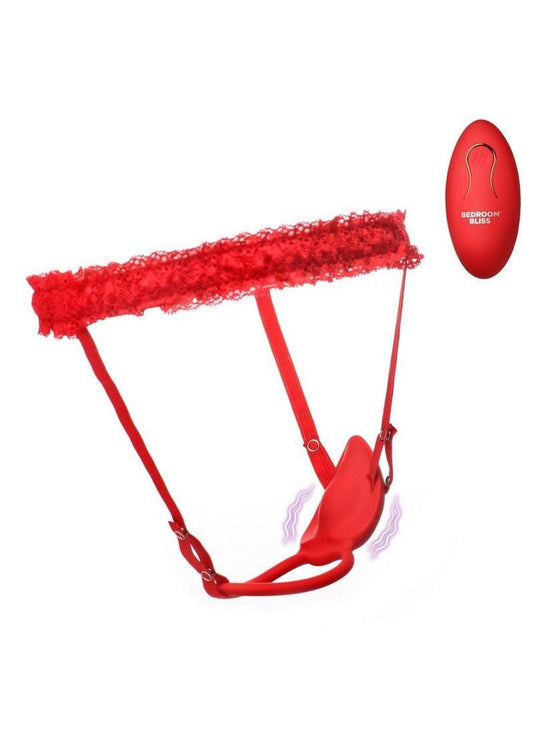 Bedroom Bliss Couples Silicone Rechargeable Panty Vibe with Remote Control - Red