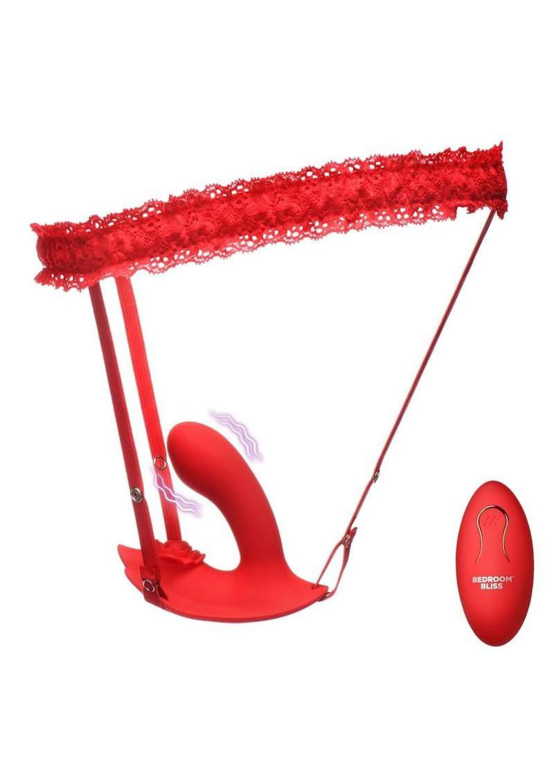 Bedroom Bliss G-Spot Silicone Rechargeable Panty Vibe with Remote Control - Red