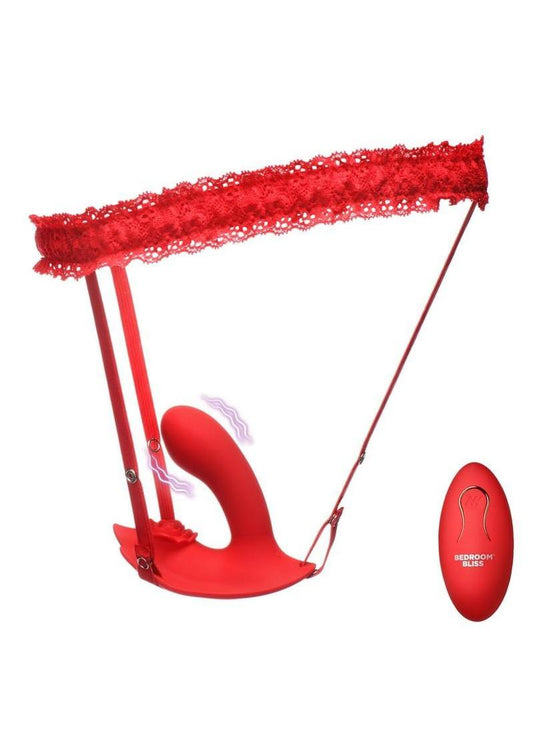 Bedroom Bliss G-Spot Silicone Rechargeable Panty Vibe with Remote Control - Red