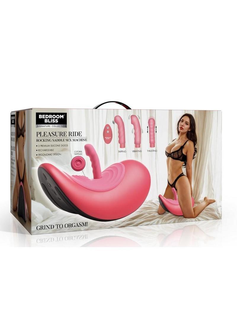 Bedroom Bliss Pleasure Ride Rocking Saddle Rechargeable Ribbed Pad Sex Machine with Remote Control - Pink