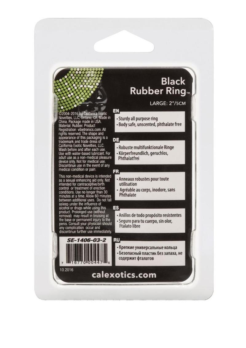 Black Rubber Cock Ring - Black - Large