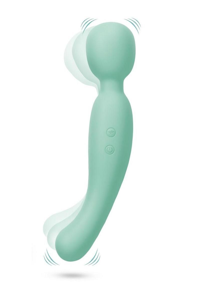 Blush Collection Amelia Rechargeable Silicone Dual Side Massage Wand - Seafoam - Teal