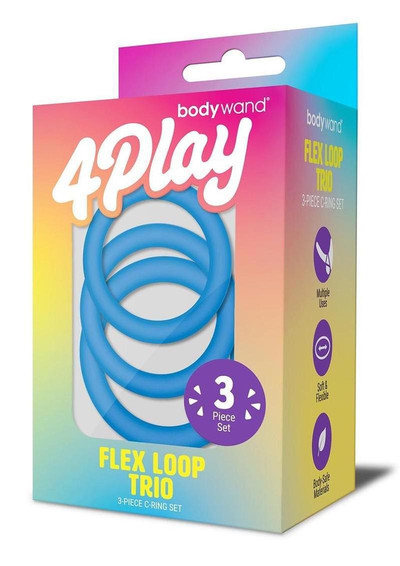 Bodywand 4play Flex Trio Silicone Cockring - Blue - 3 Piece/Set