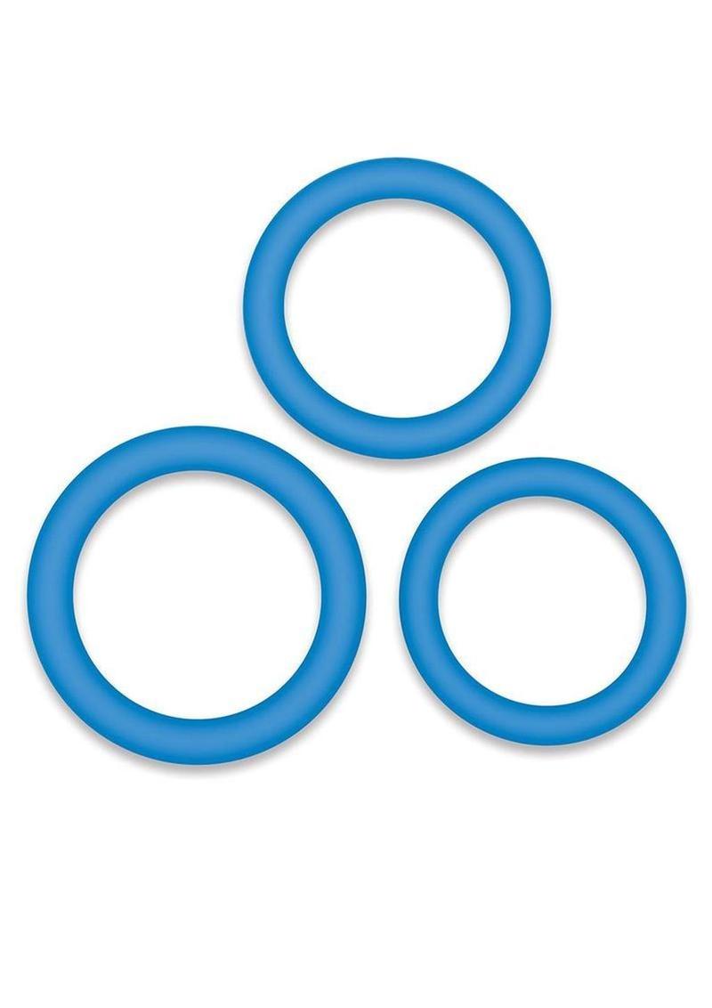 Bodywand 4play Flex Trio Silicone Cockring - Blue - 3 Piece/Set
