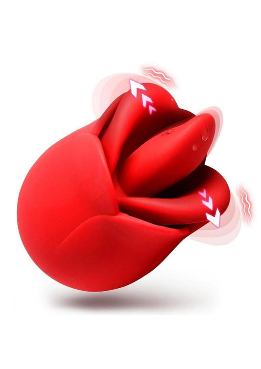Boomgasm Petal Kiss Rechargeable Silicone Kissing and Licking Vibrator - Red