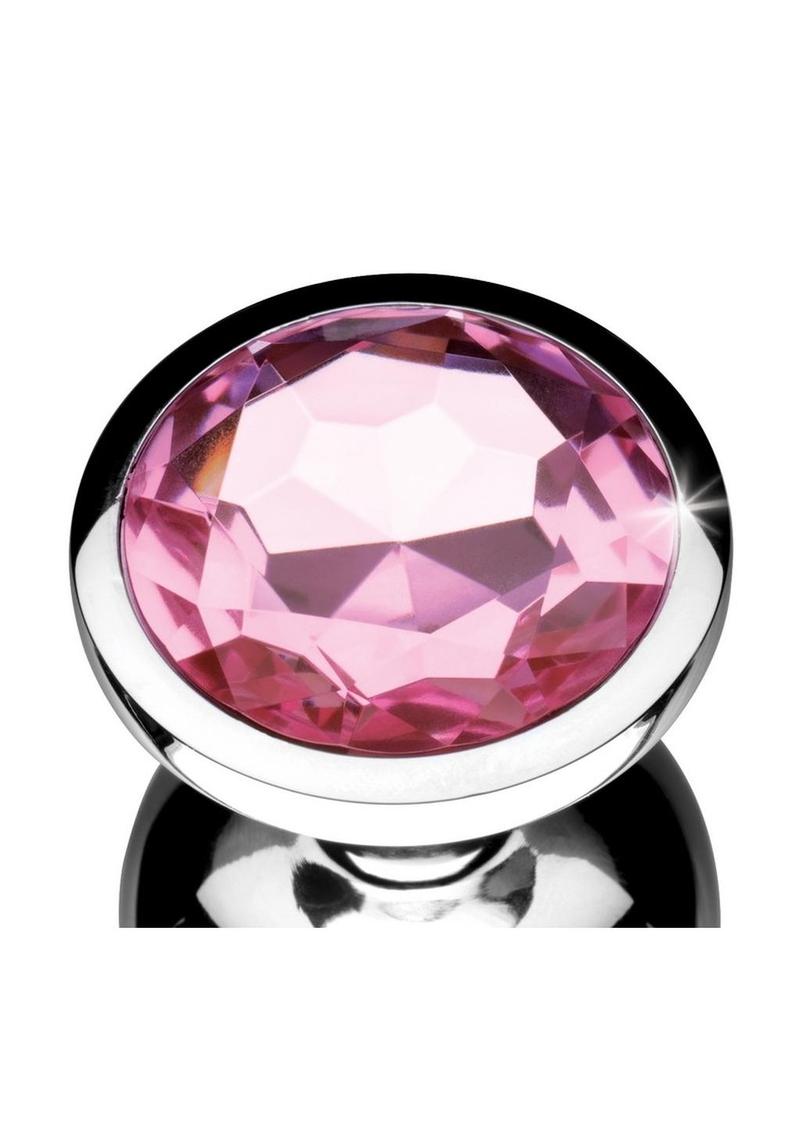 Booty Sparks Pink Gem Large Anal Plug - Metal/Pink - Large