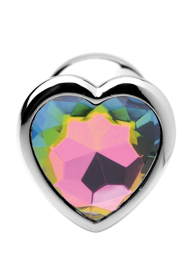 Booty Sparks Rainbow Prism Heart Anal Plug - Multicolor - Small