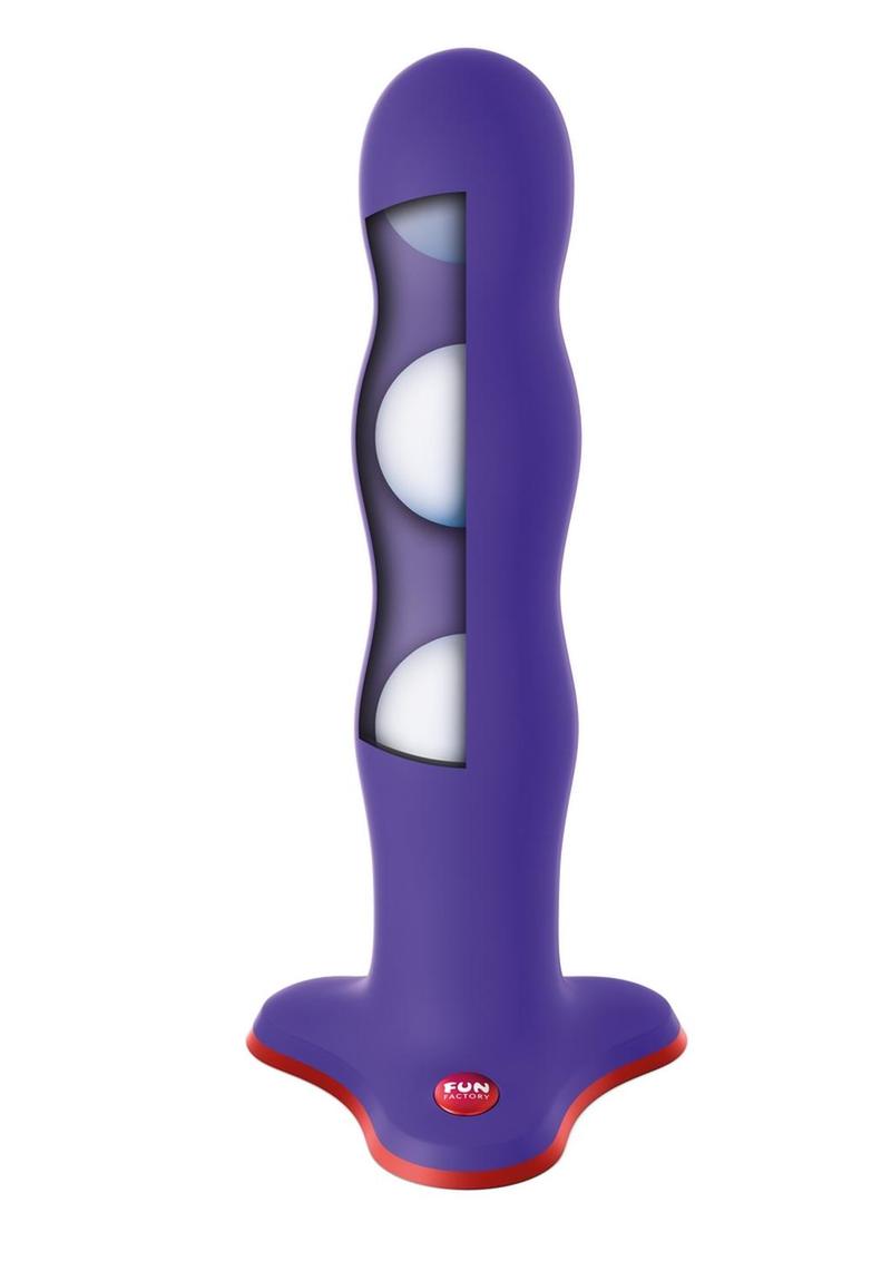 Bouncer Silicone Rumbling Dildo with Weighted Balls - Purple