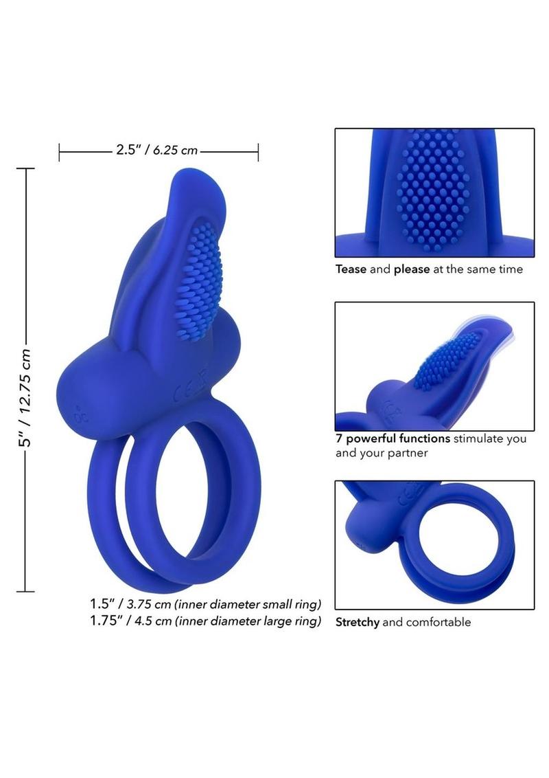 Calexotics Silicone Rechargeable Dual Pleasure Enhancer Cock Ring - Blue