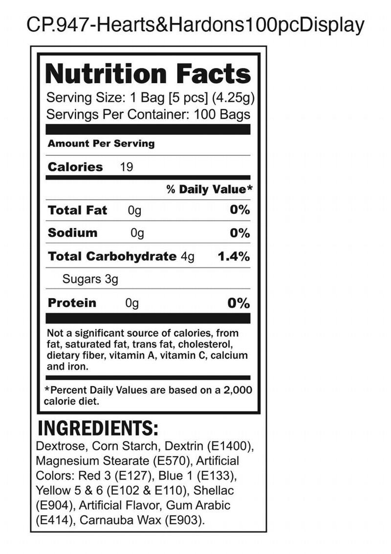 Candyprints Hearts and Hard-Ons Counter - Multicolor - 100 Bags/Display/Per Display