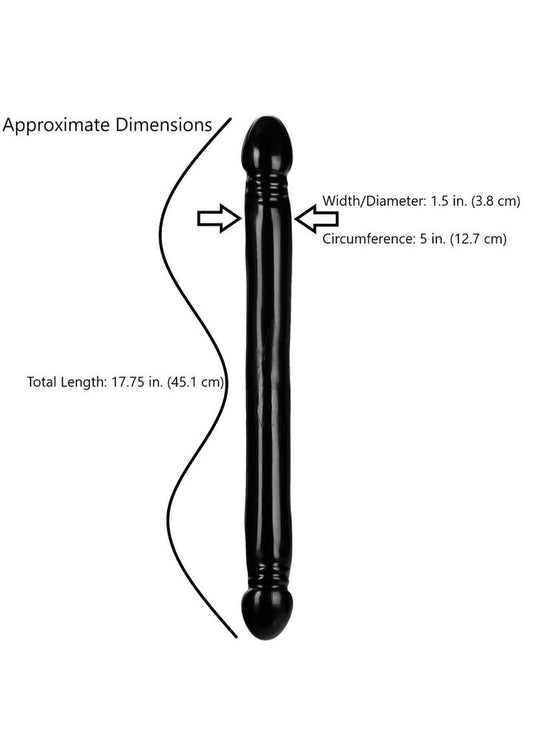 Classic Double Header Smooth Dildo - Black - 18in