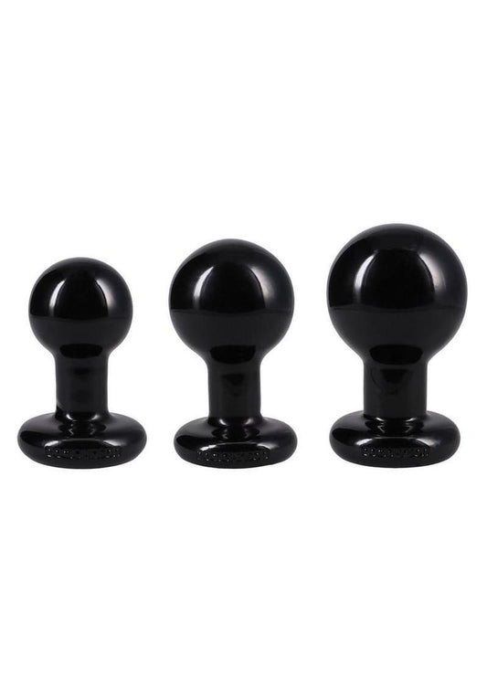 Classic Round Butt Plug - Black - 3 Piece/Set