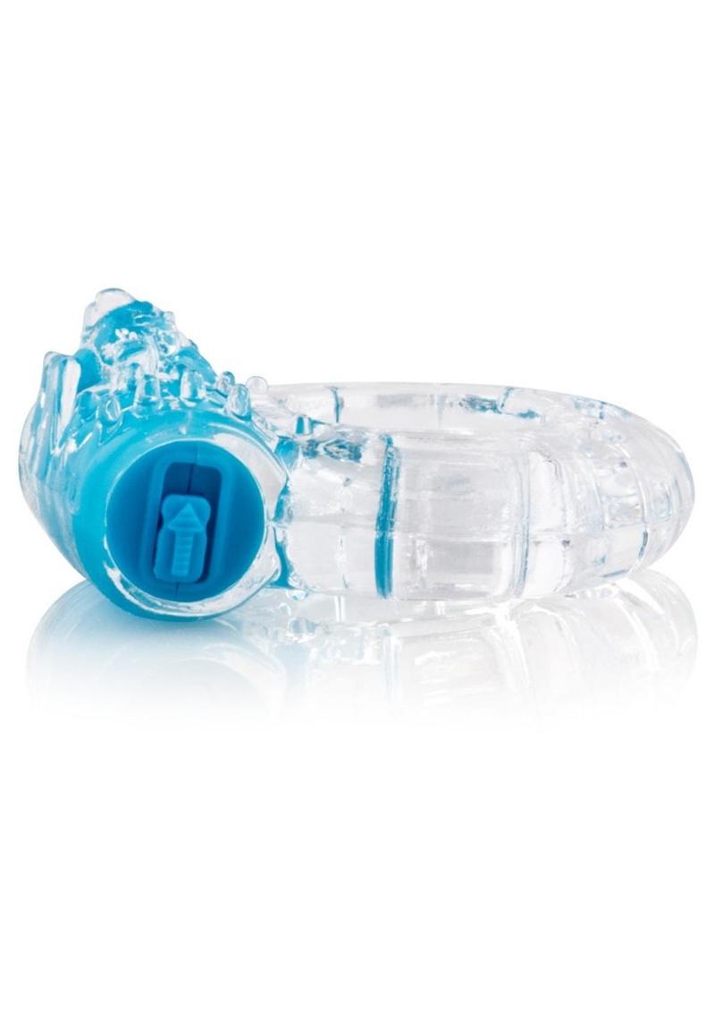 Color Pop Quickie Screaming O Plus Vibrating Ring Silicone Cock Ring - Blue