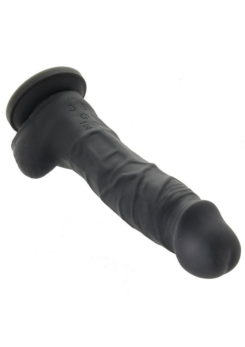 Colours Pleasures Silicone Vibrating Dildo with Balls - Black - 5in