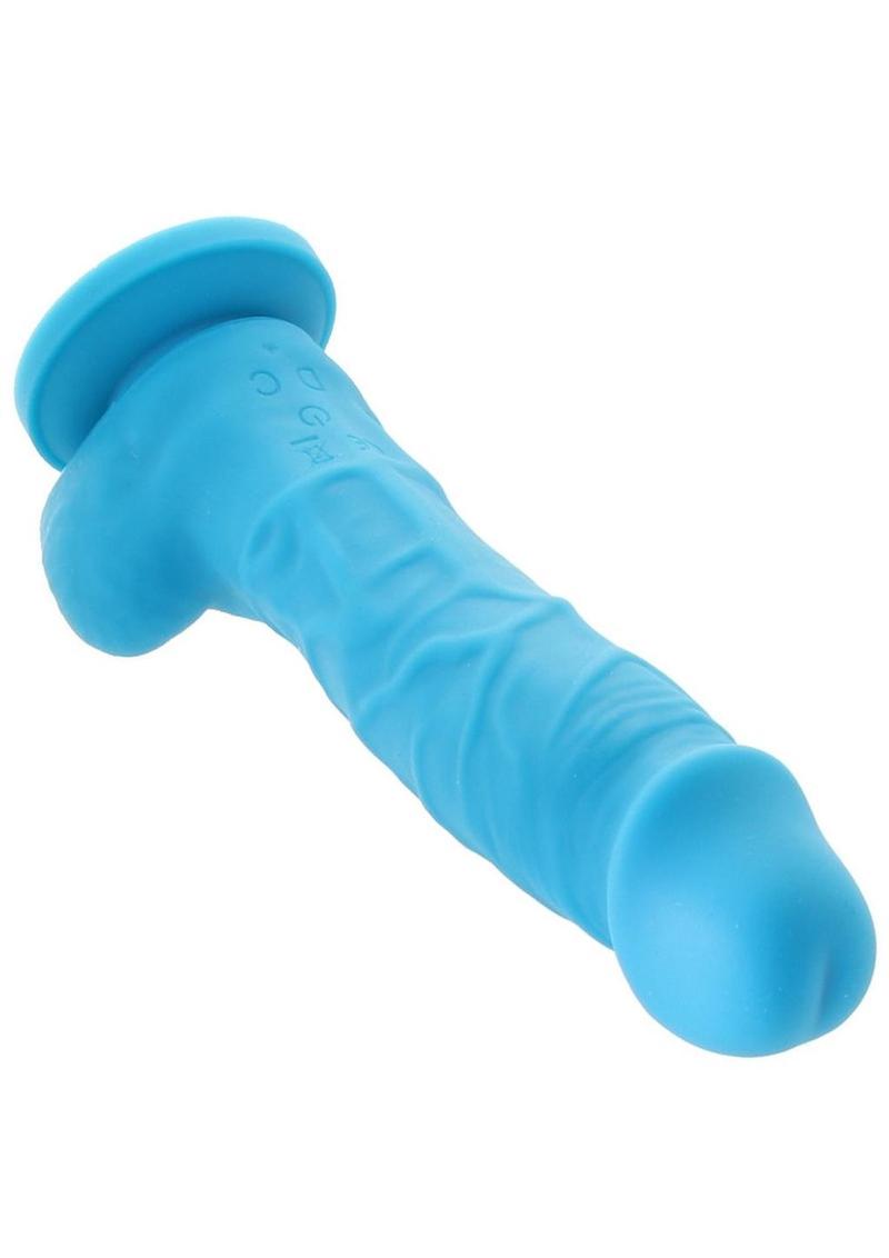 Colours Pleasures Silicone Vibrating Dildo with Balls - Blue - 5in