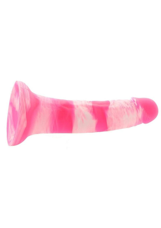 Colours Pleasures Yum Yum Silicone Dildo - Pink/White - 7in