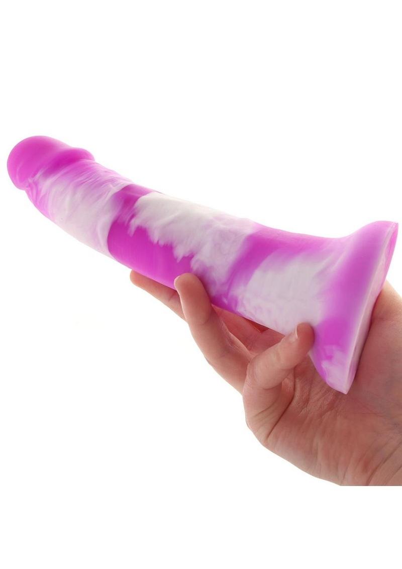 Colours Pleasures Yum Yum Silicone Dildo - Purple/White - 7in
