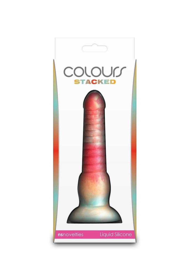 Colours Stacked Silicone Dildo - Gold/Red - 6in