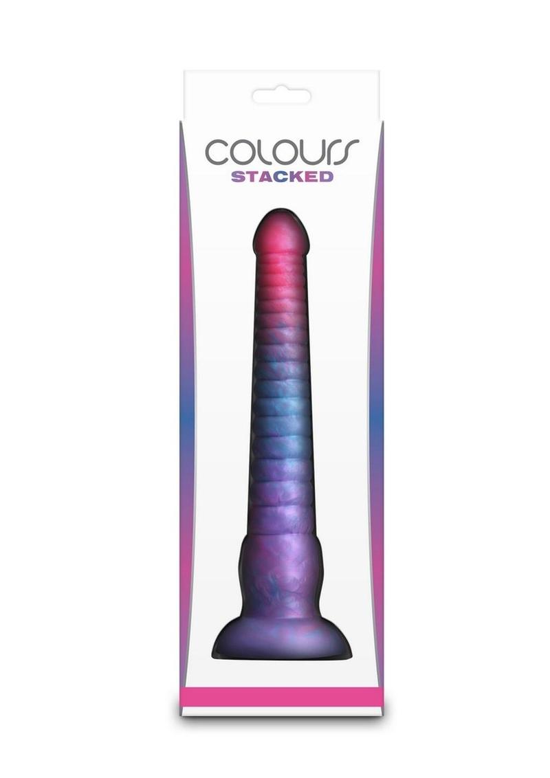 Colours Stacked Silicone Dildo - Blue/Pink - 9in