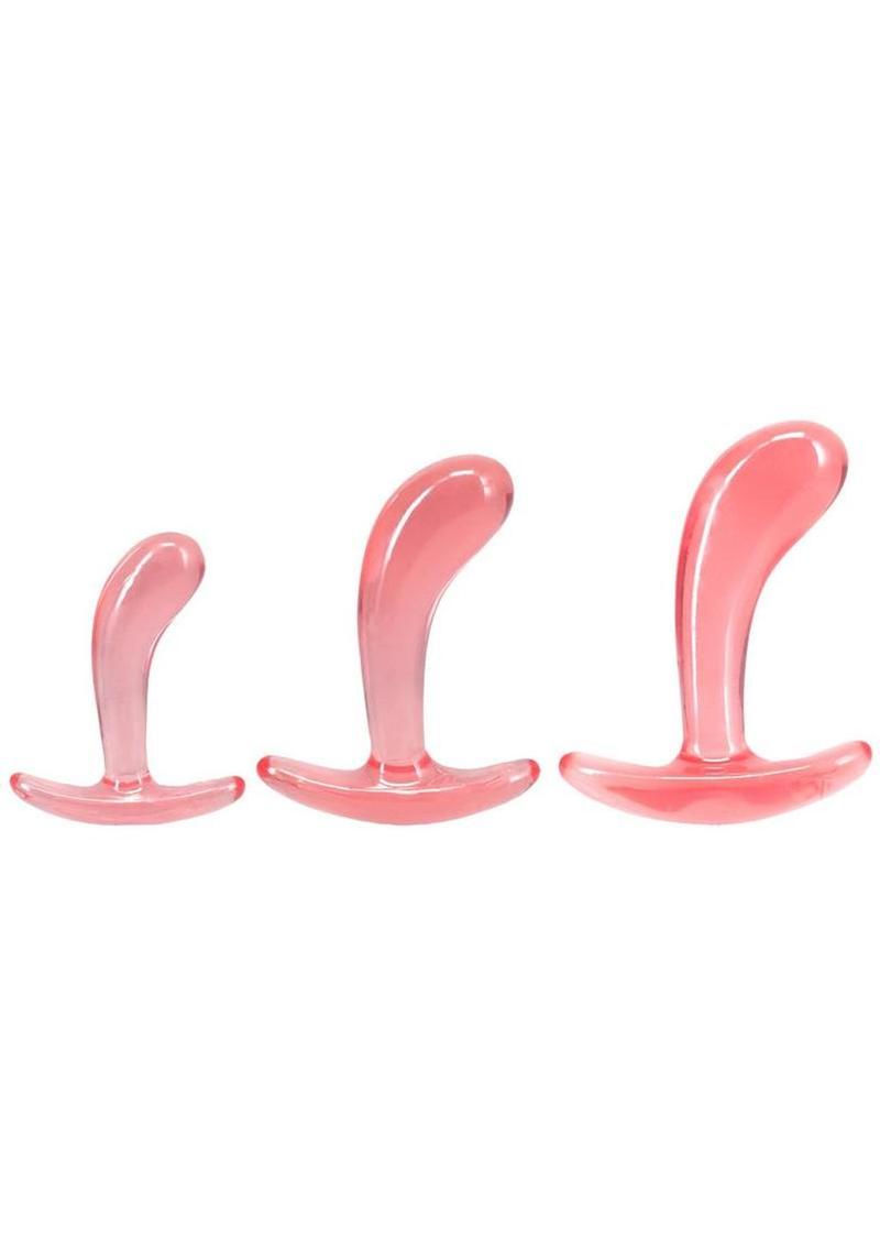 Crystal Jellies Curved Anal Trainer - Pink - 3 Piece/Set