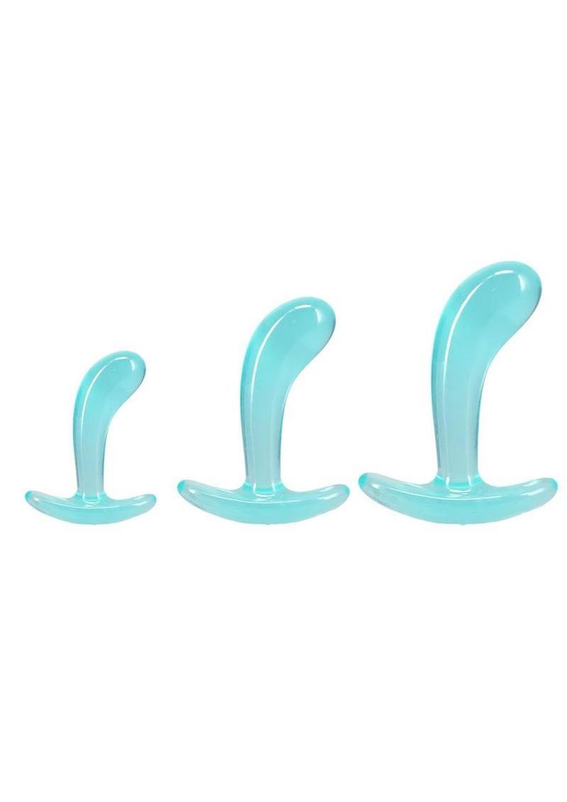 Crystal Jellies Curved Anal Trainer - Teal - 3 Piece/Set
