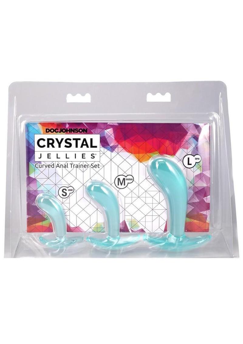 Crystal Jellies Curved Anal Trainer - Teal - 3 Piece/Set