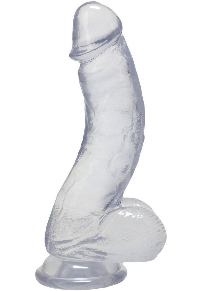 Crystal Jellies Curved Realistic Cock with Balls - Clear - 7in