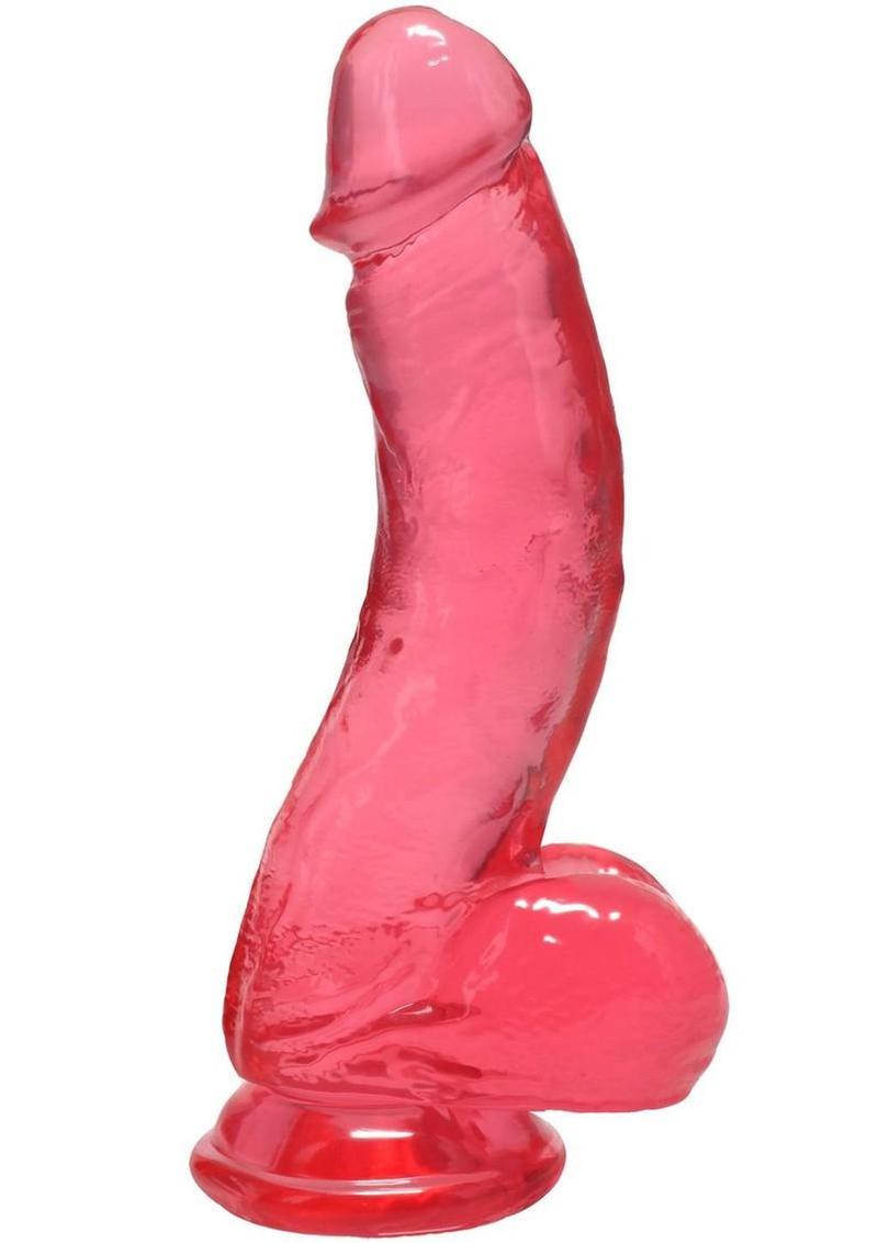 Crystal Jellies Curved Realistic Cock with Balls - Pink - 7in