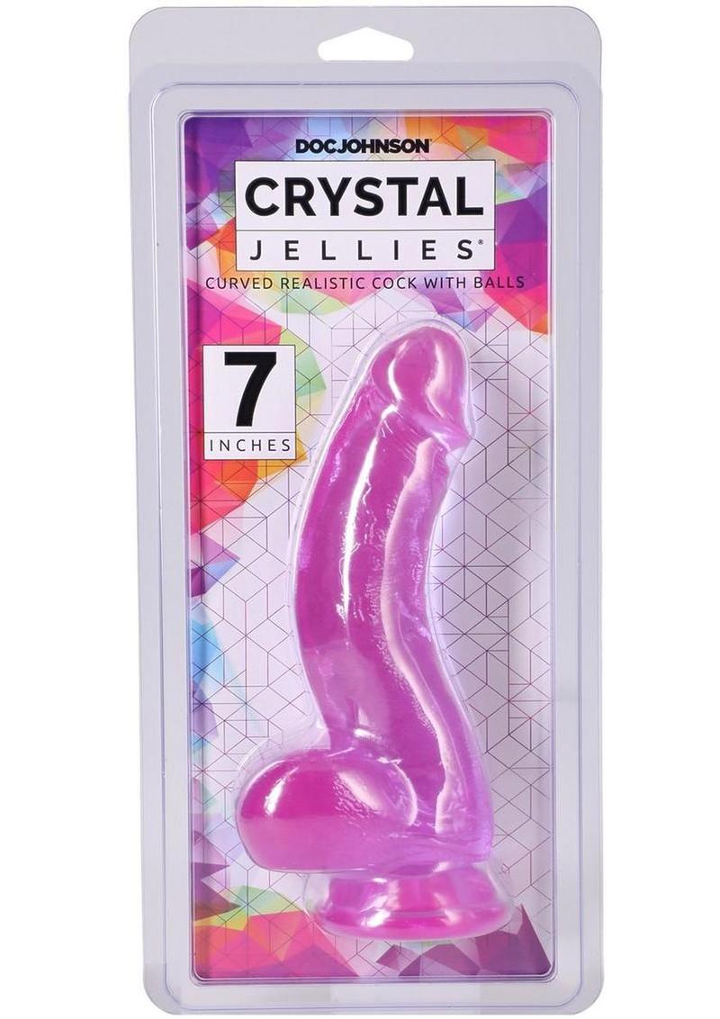 Crystal Jellies Curved Realistic Cock with Balls - Purple - 7in