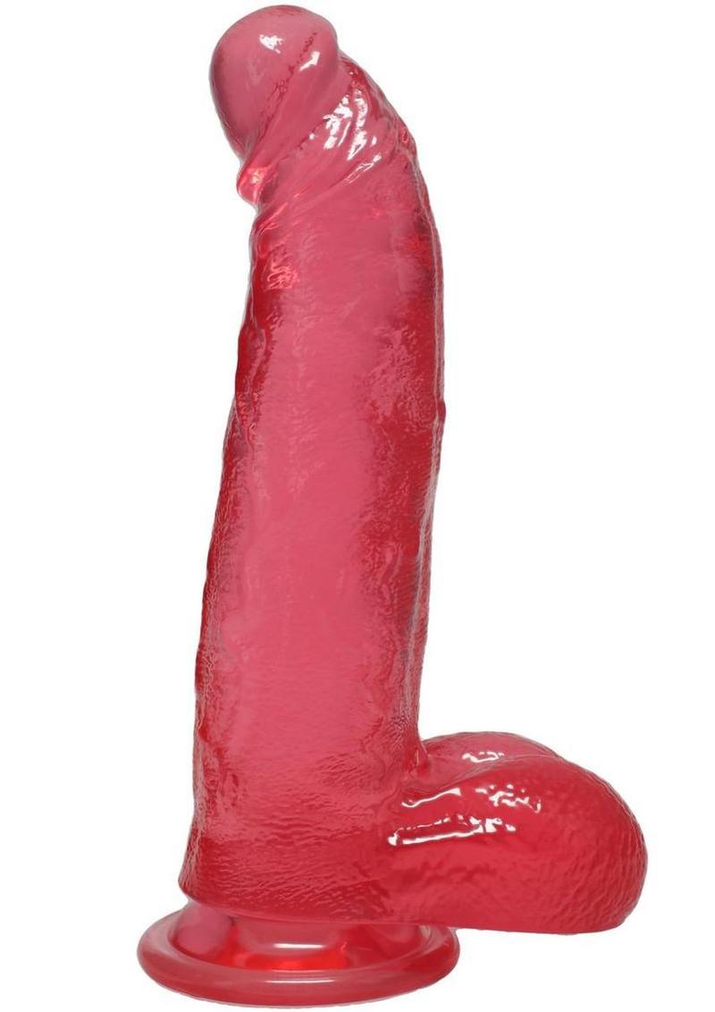 Crystal Jellies Curved Realistic Cock with Balls - Pink - 8in