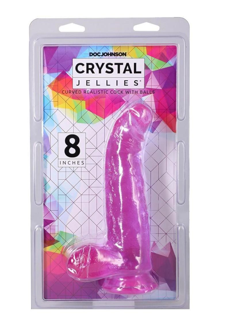 Crystal Jellies Curved Realistic Cock with Balls - Purple - 8in