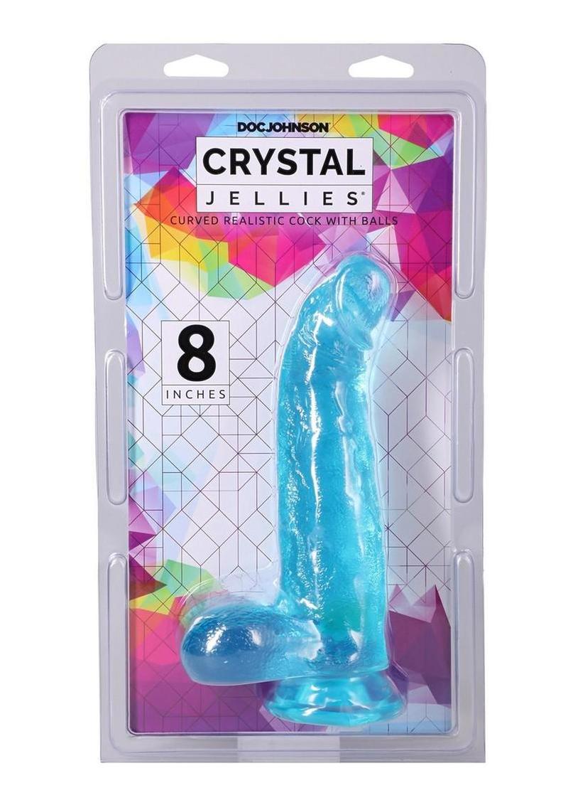 Crystal Jellies Curved Realistic Cock with Balls - Teal - 8in