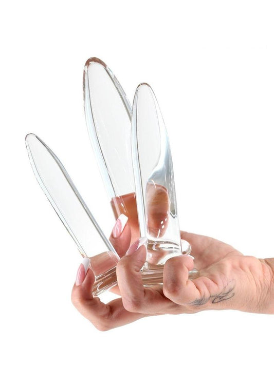Crystal Trainer Glass Anal Plugs Kit - Clear - 3pc/Set