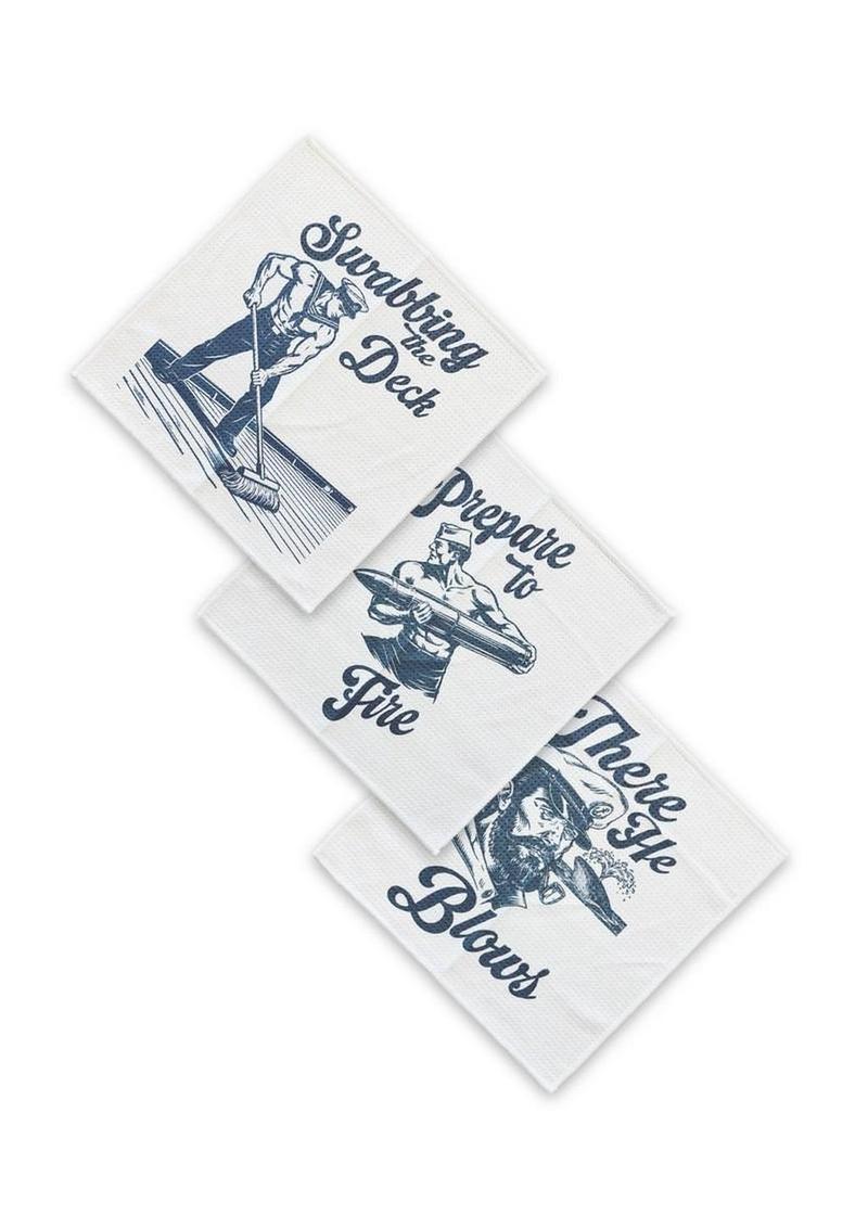 Cum Rags Seamen - Blue/White - 3 Per Set