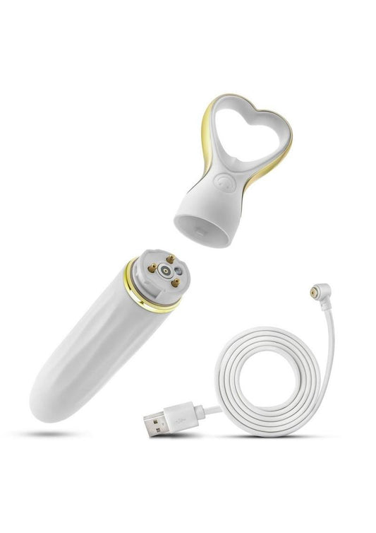 Delice Heartthrob Rechargeable Silicone Vibrator - White Bouquet - White