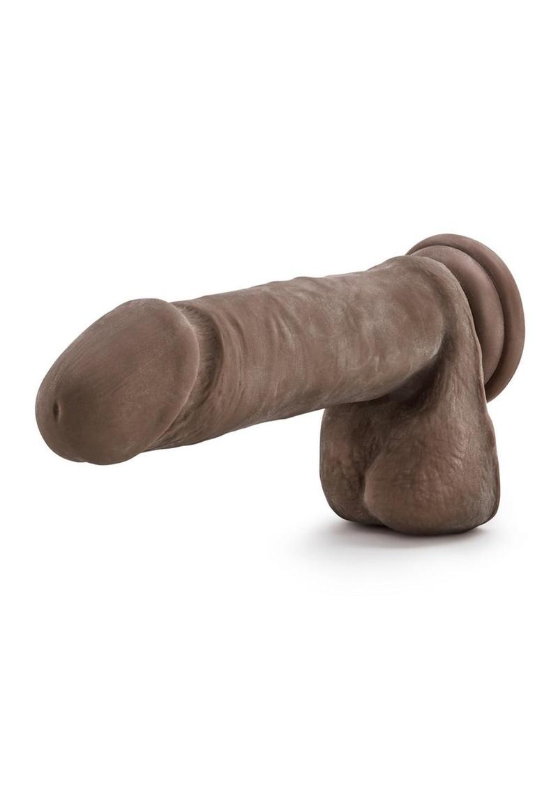 Dr. Skin Plus Thick Posable Dildo with Balls - Chocolate - 9in