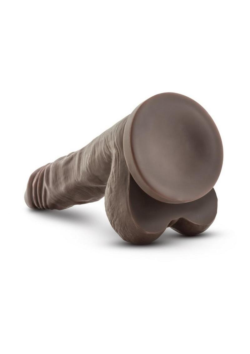 Dr. Skin Stud Muffin Dildo with Balls - Chocolate - 8.5in